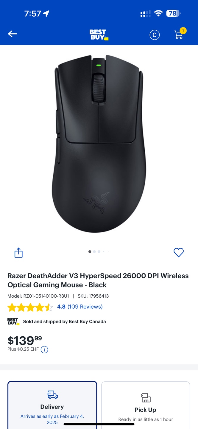 Razer DeathAdder V3 Pro Hyperspeed Wireless Gaming Mouse - Black - photo 2