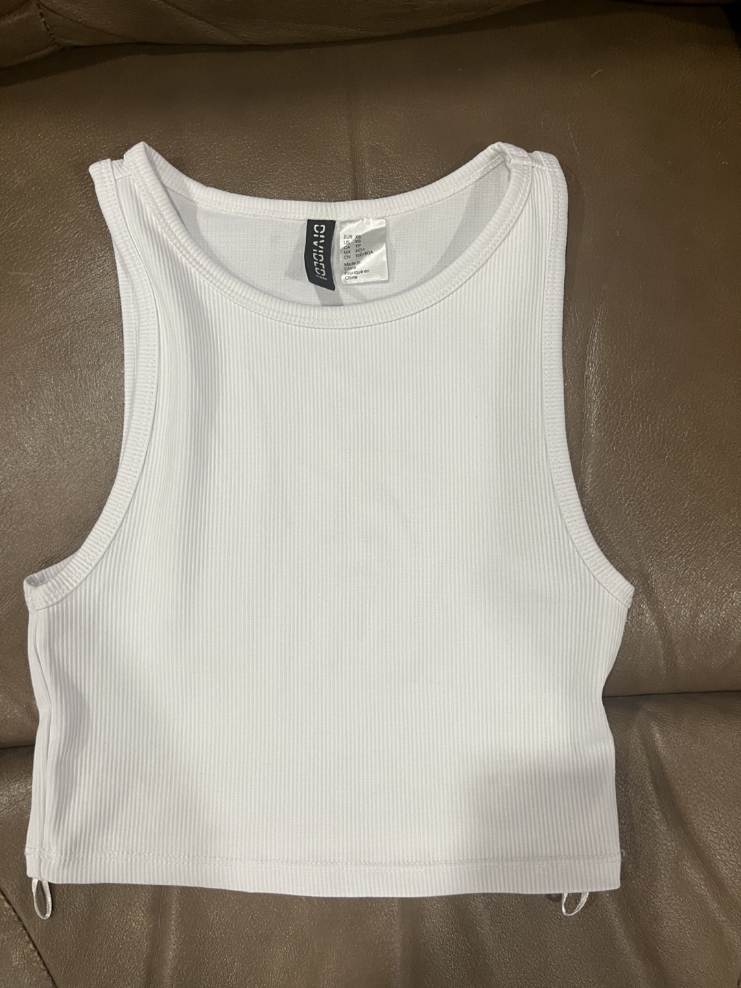 White Ribbed Crop Tank Top
