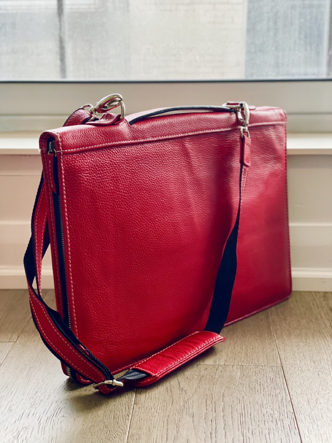 Red Genuine Leather Laptop Bag