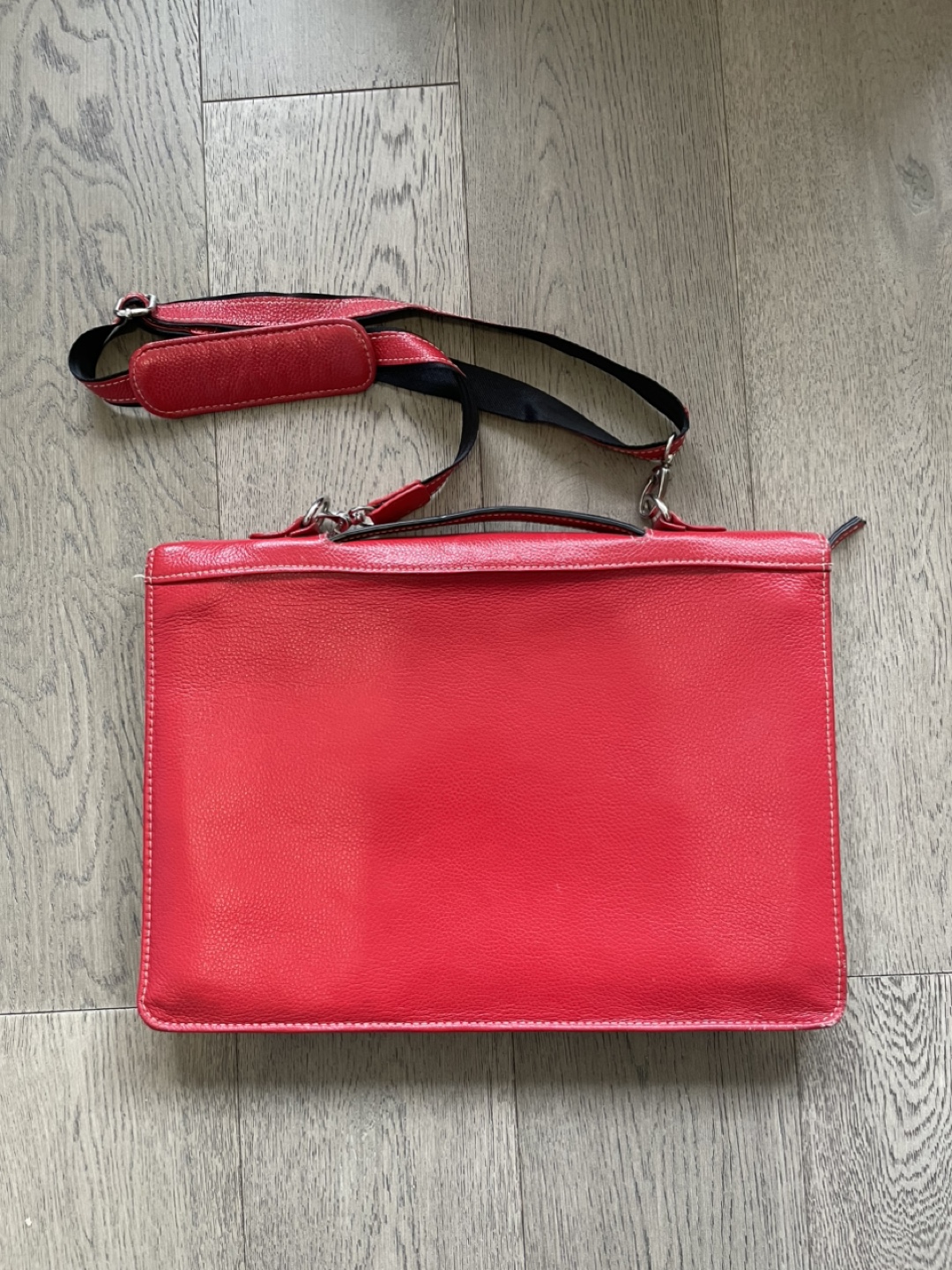 Red Genuine Leather Laptop Bag - photo 3