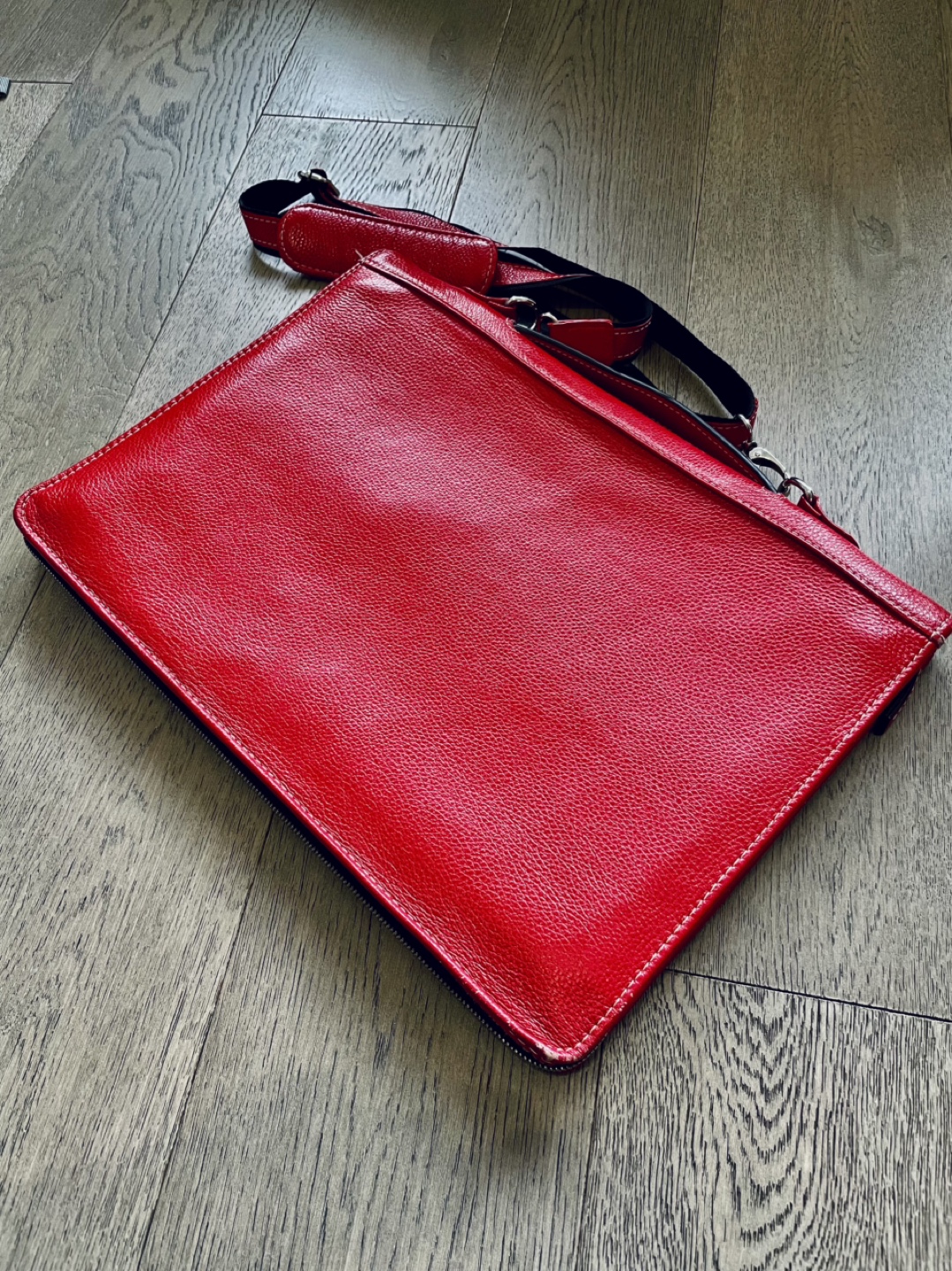 Red Genuine Leather Laptop Bag - photo 2