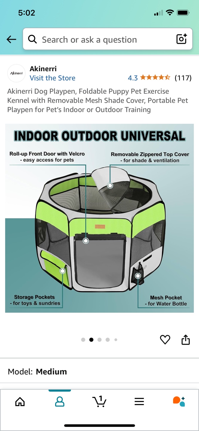 Akinerri Medium Foldable Dog Playpen - photo 3