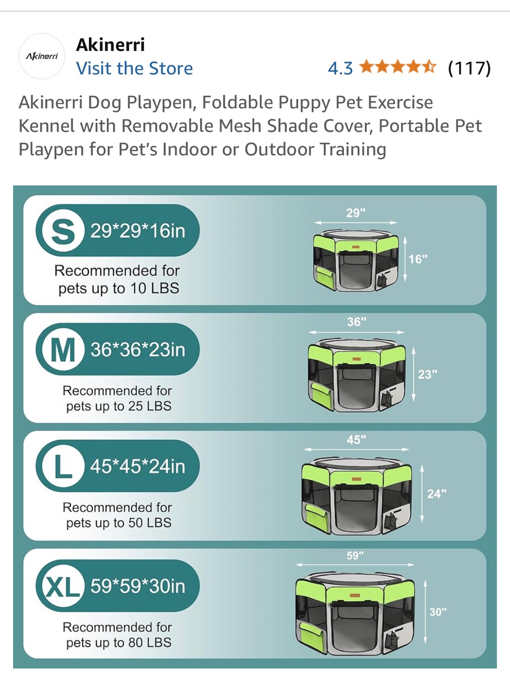 Akinerri Medium Foldable Dog Playpen - photo 4