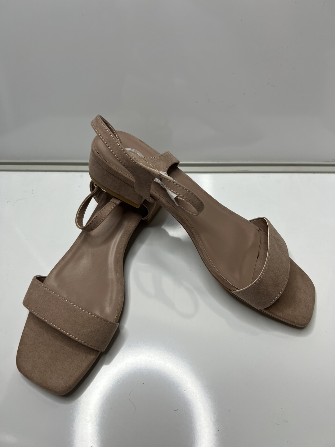 Women's Light Brown Low Block Heel Sandals, Size 8