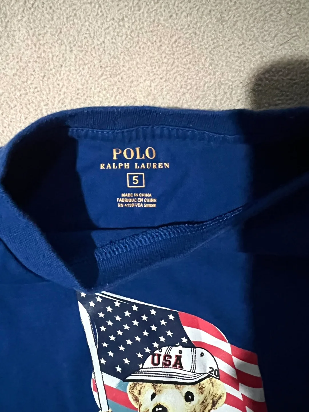 Kids Polo Ralph Lauren Polo Bear Long Sleeve Shirt Size 5 image indicator(3)
