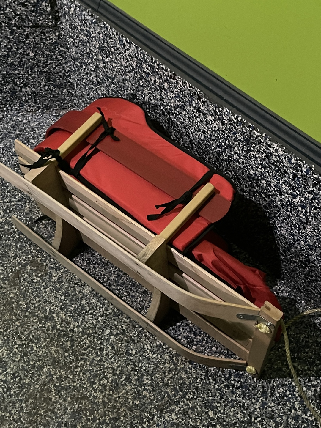 Wooden Sled with Red Padded Seat - photo 4