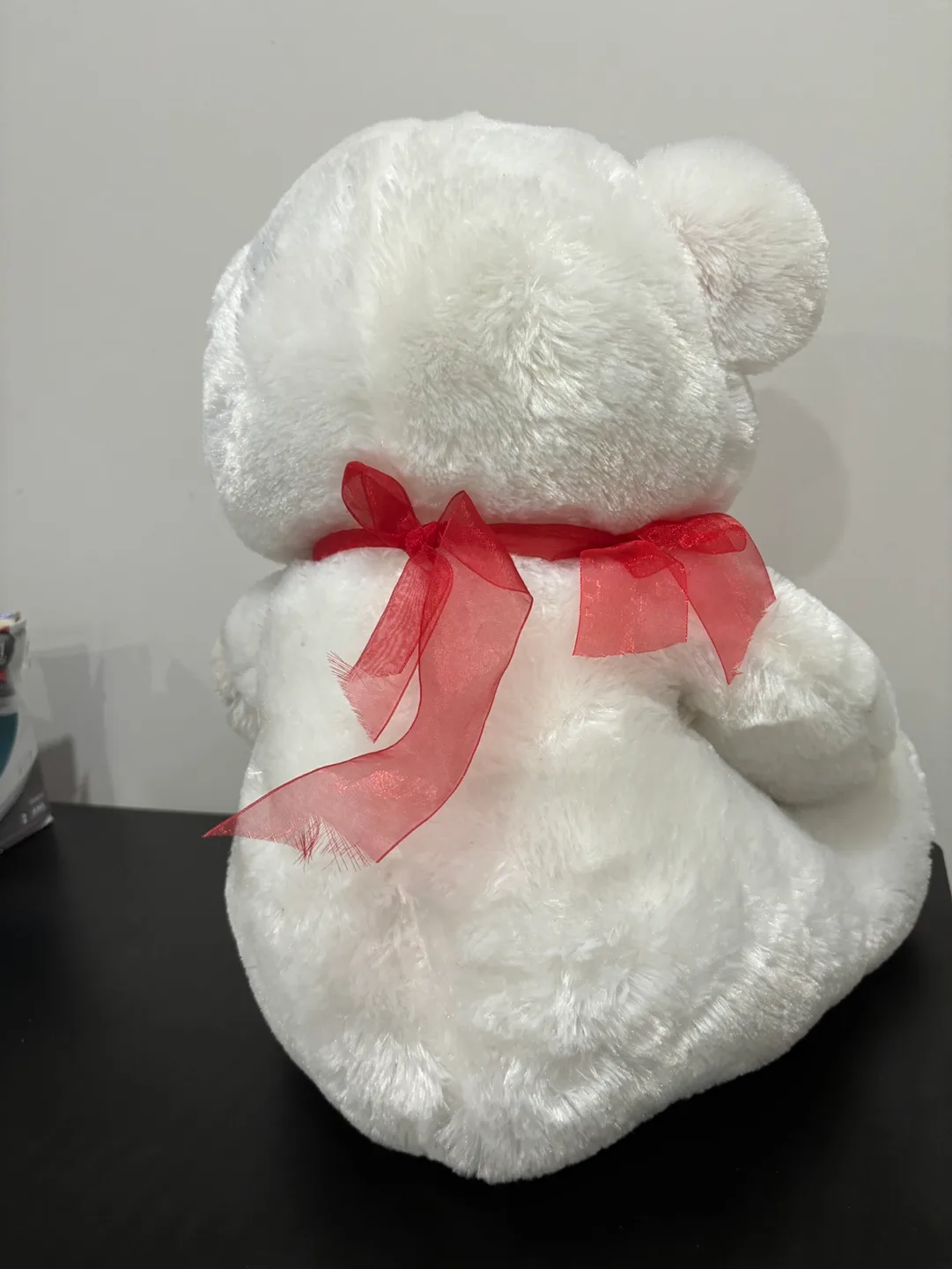 Large White Plush Teddy Bear with Red Heart image indicator(3)