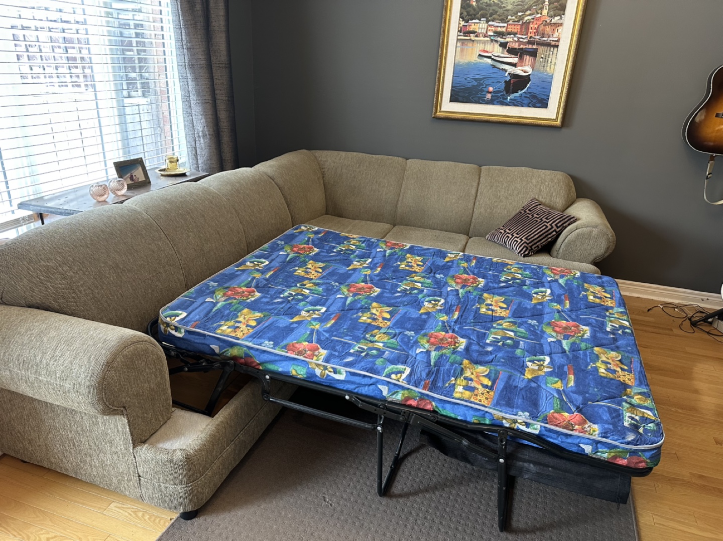 Beige Sectional Sofa Bed - photo 3