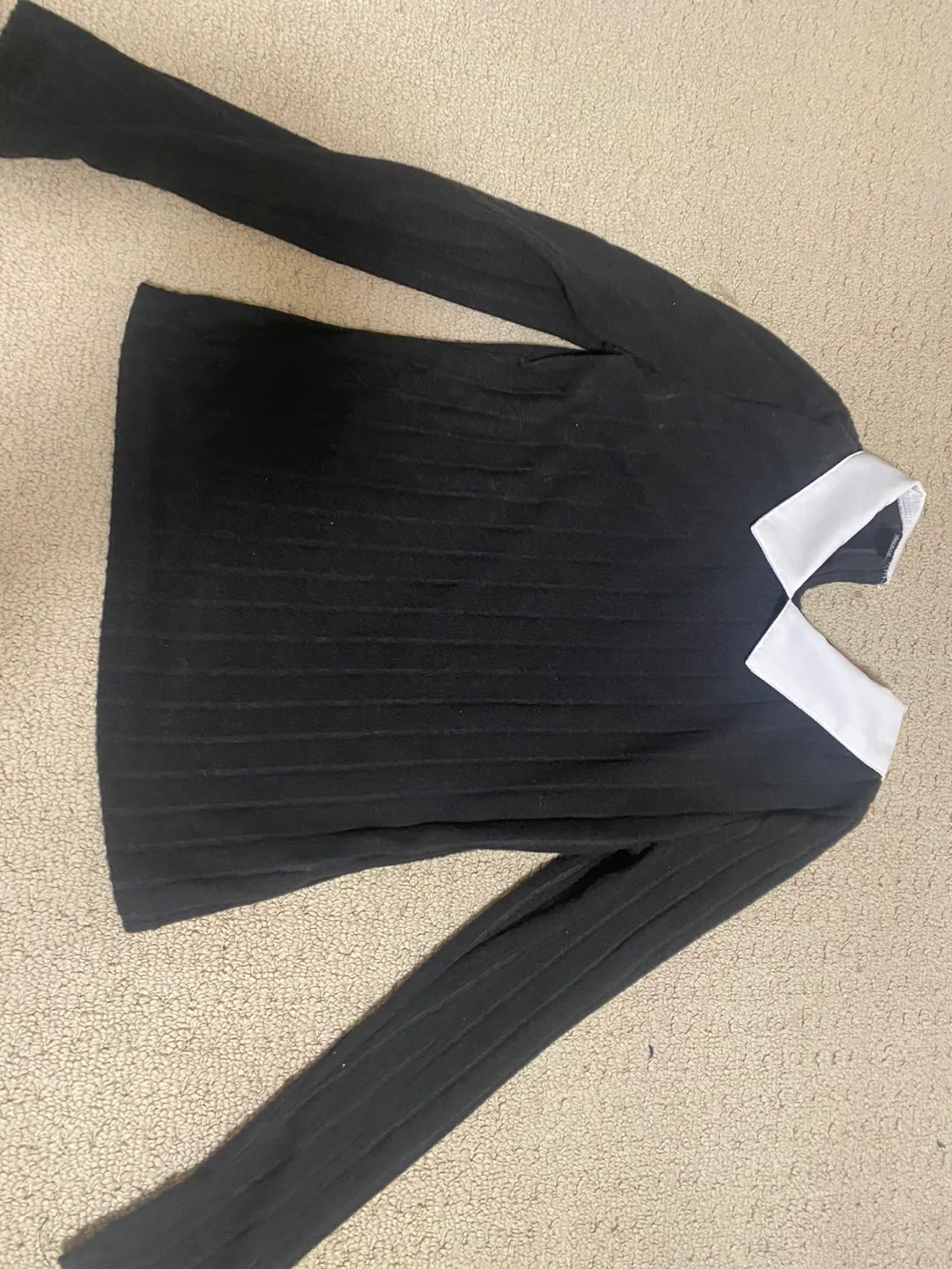 SHEIN Black Ribbed Long Sleeve Blouse thumbnail