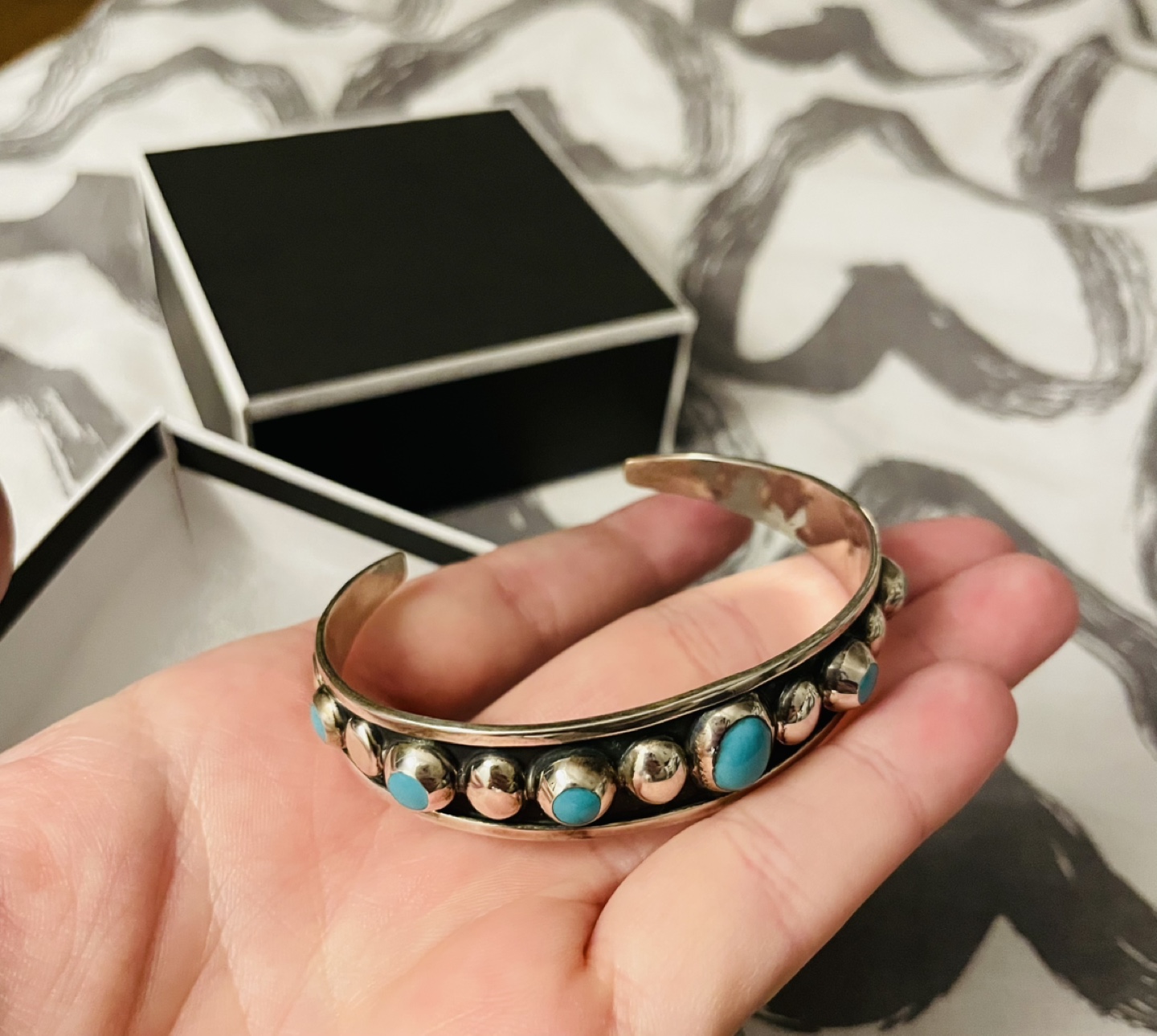 Silver Turquoise Cuff Bracelet - photo 4