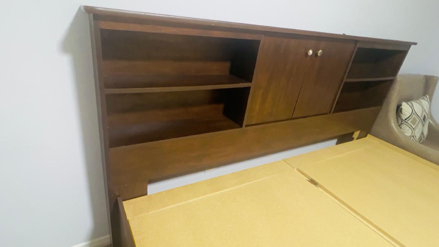 King Size Storage Bed with Headboard , night stand and mattress - photo 3