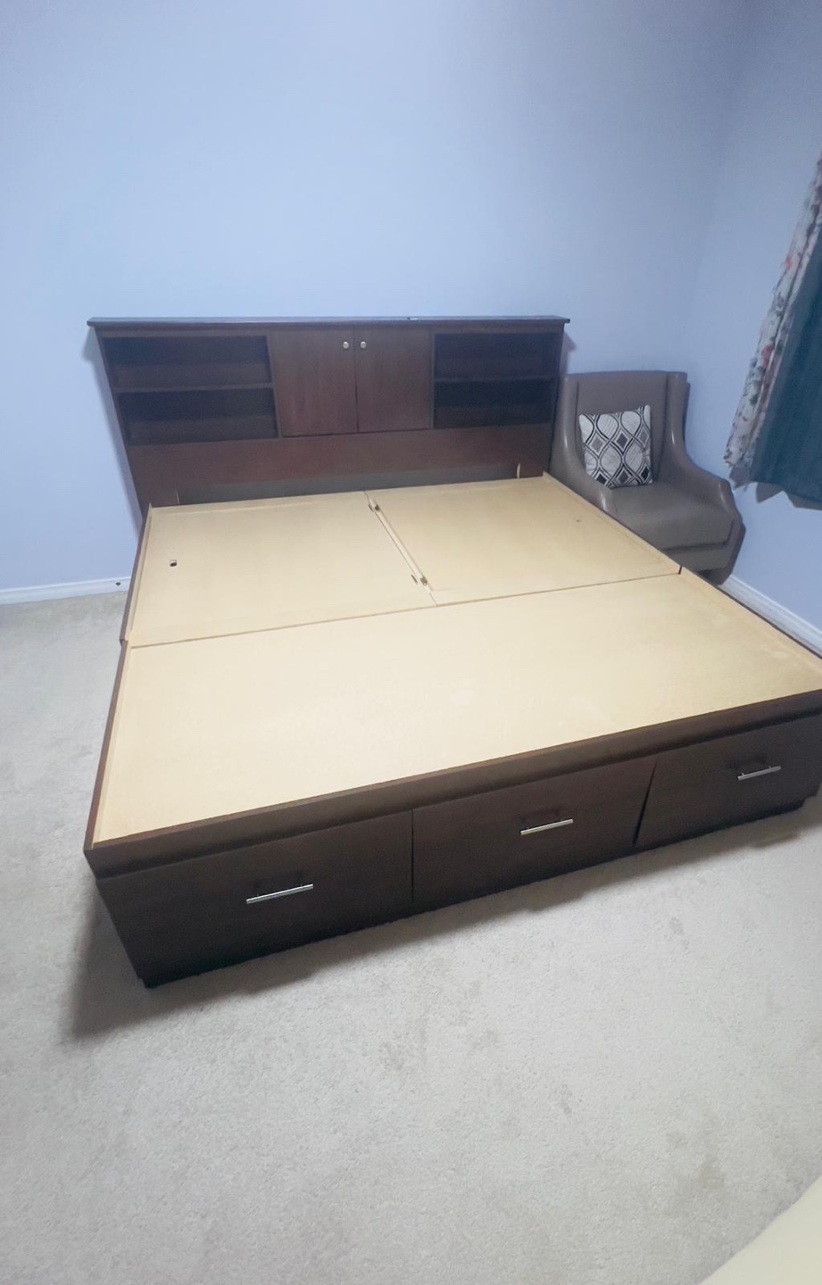 King Size Storage Bed with Headboard , night stand and mattress - photo 2