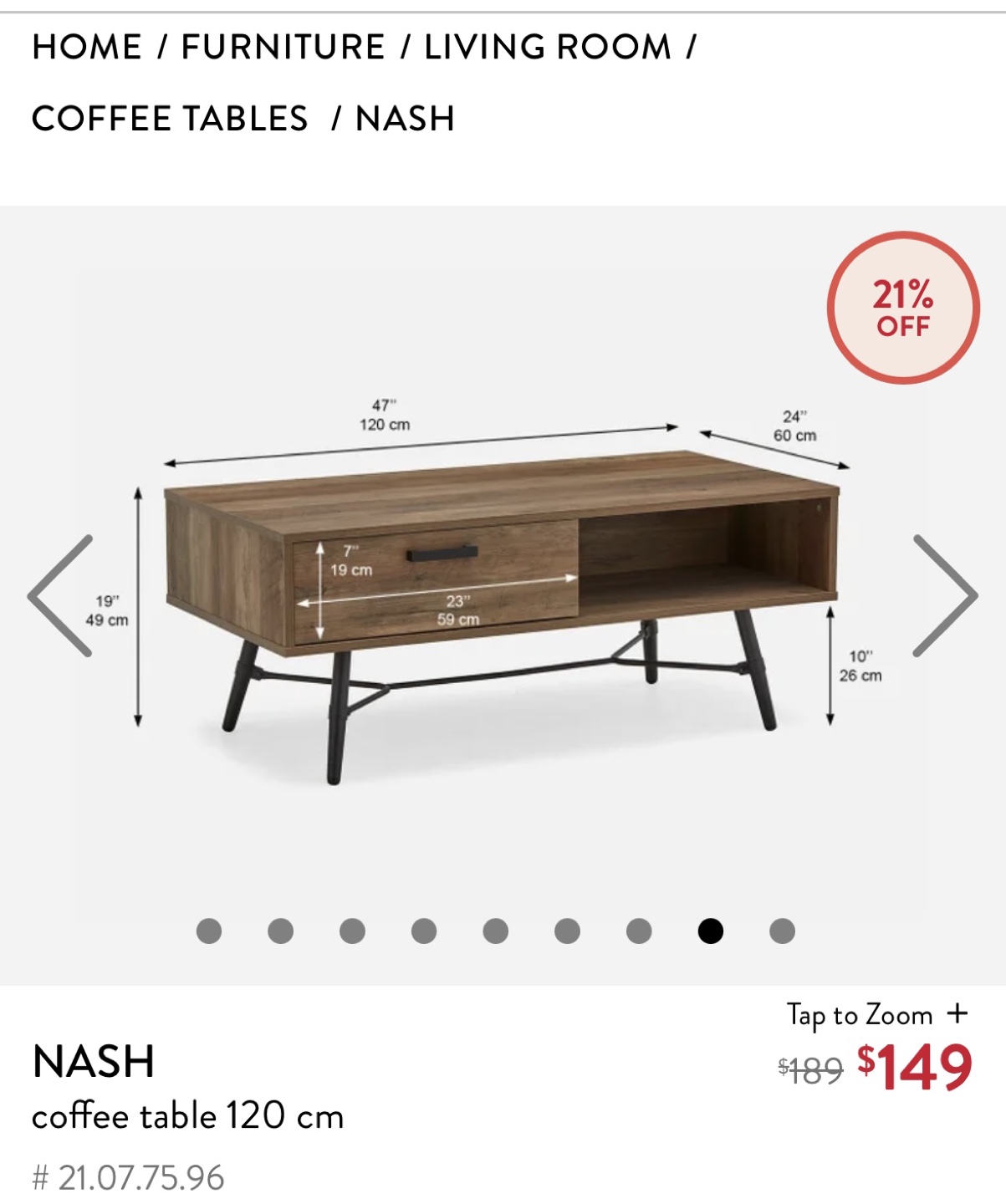 NASH Coffee Table - 120cm