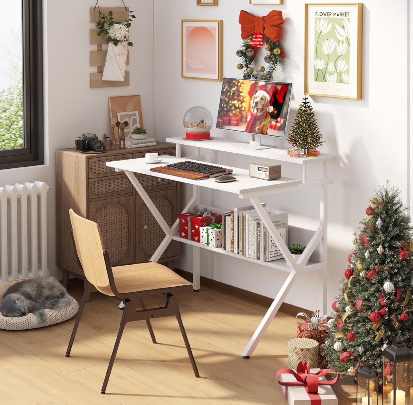 27” White Computer Desk with Shelf