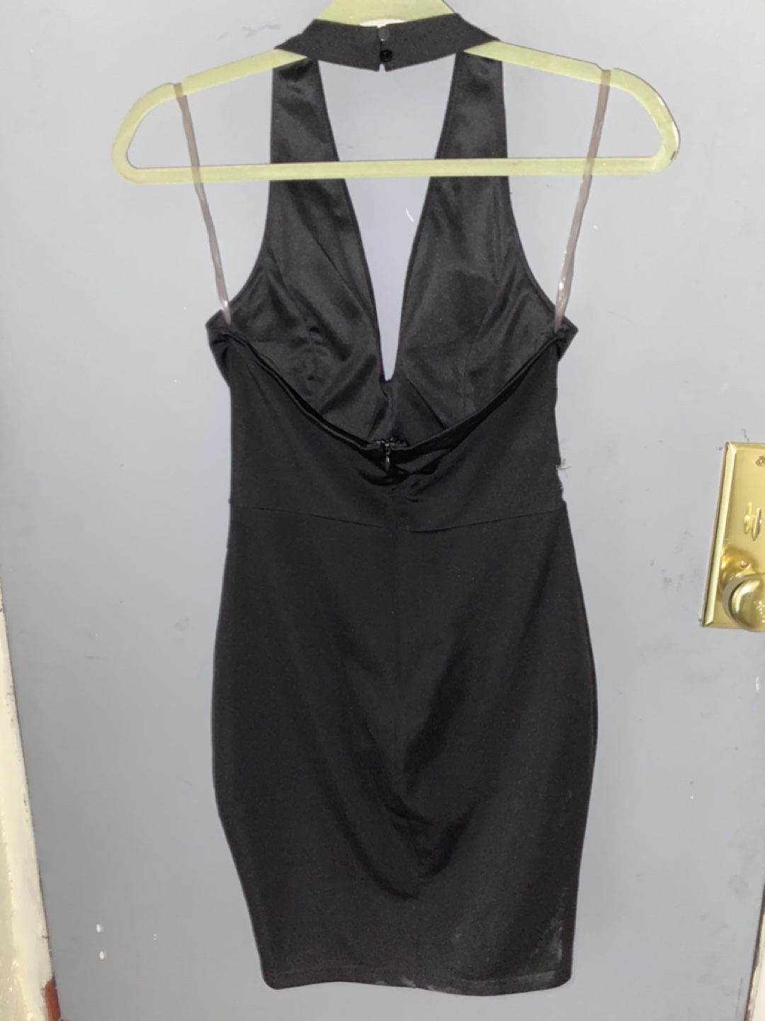 Black Halter Mini Dress with Gold Accents - photo 2
