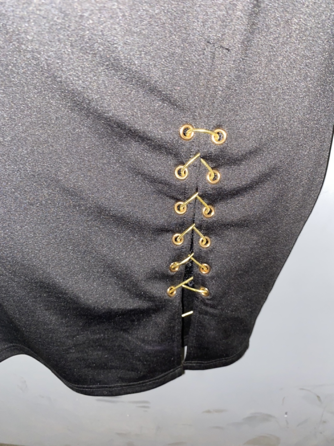 Black Halter Mini Dress with Gold Accents - photo 3