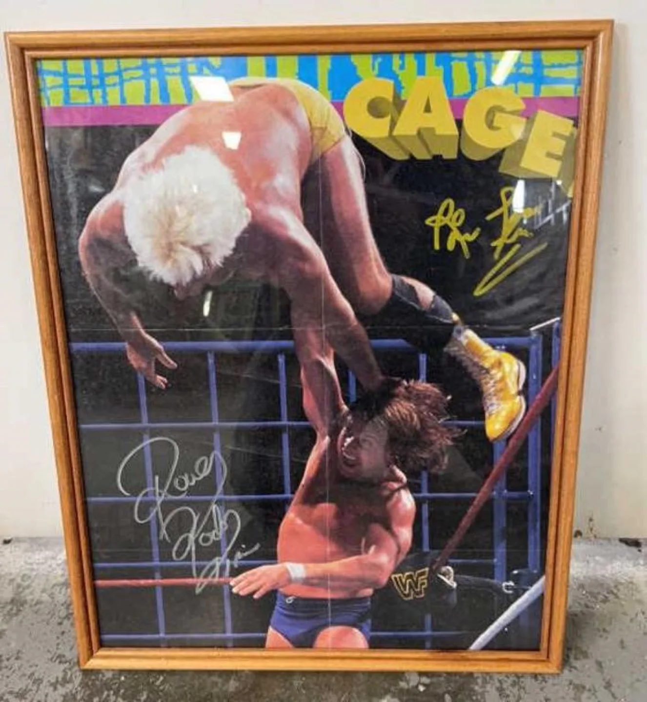 Vintage Signed WWF Wrestling Poster- Roddy Piper vs. Rick Flair thumbnail