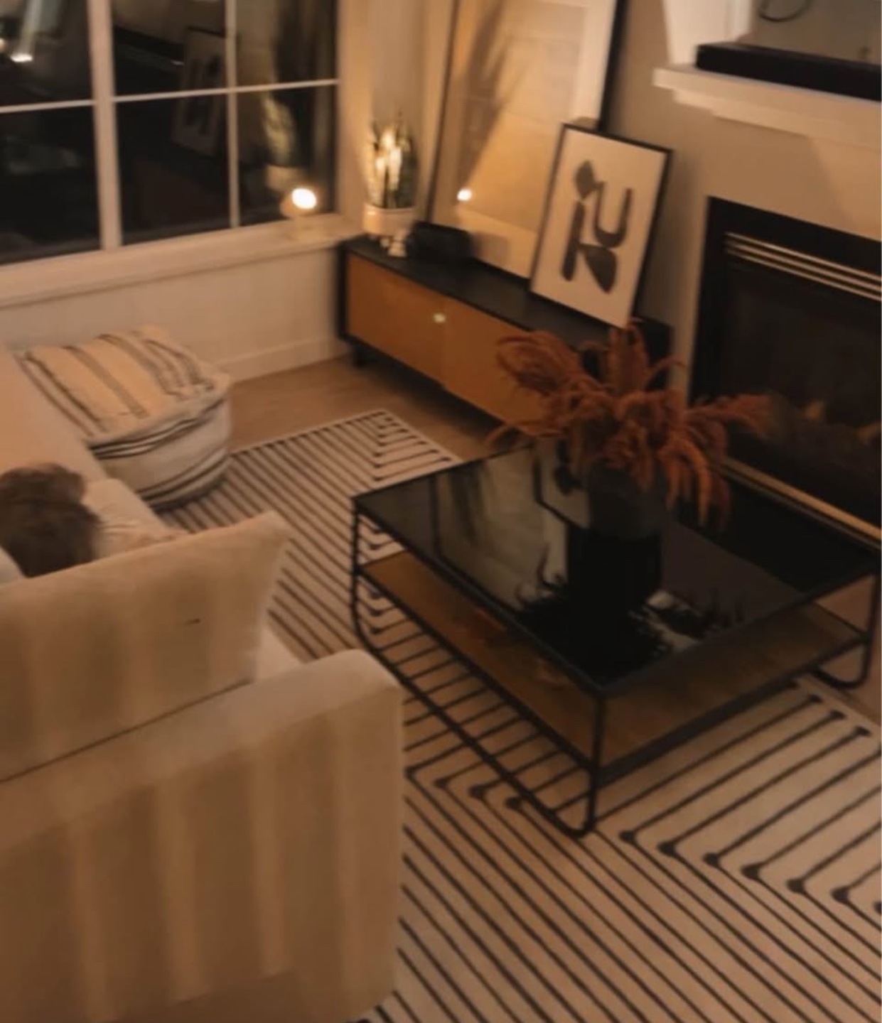Modern Black Glass Coffee Table with Wooden Shelf