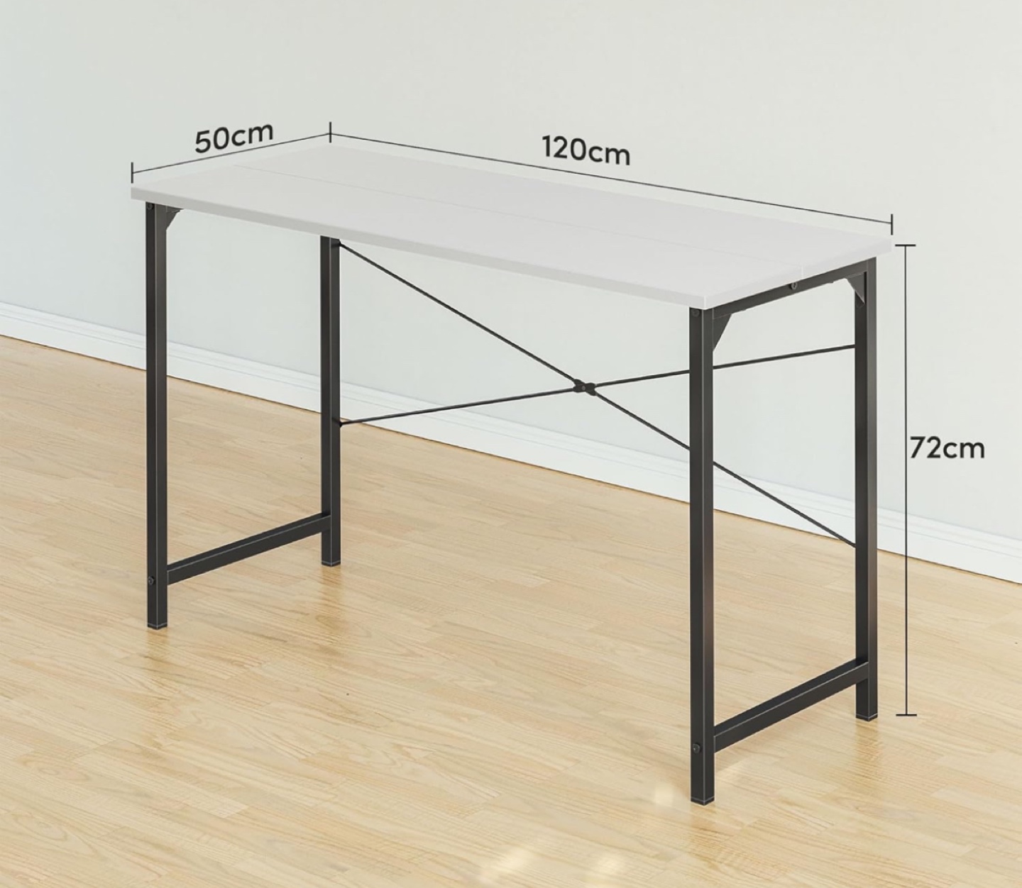 White Computer Desk with Black Metal Legs - photo 2