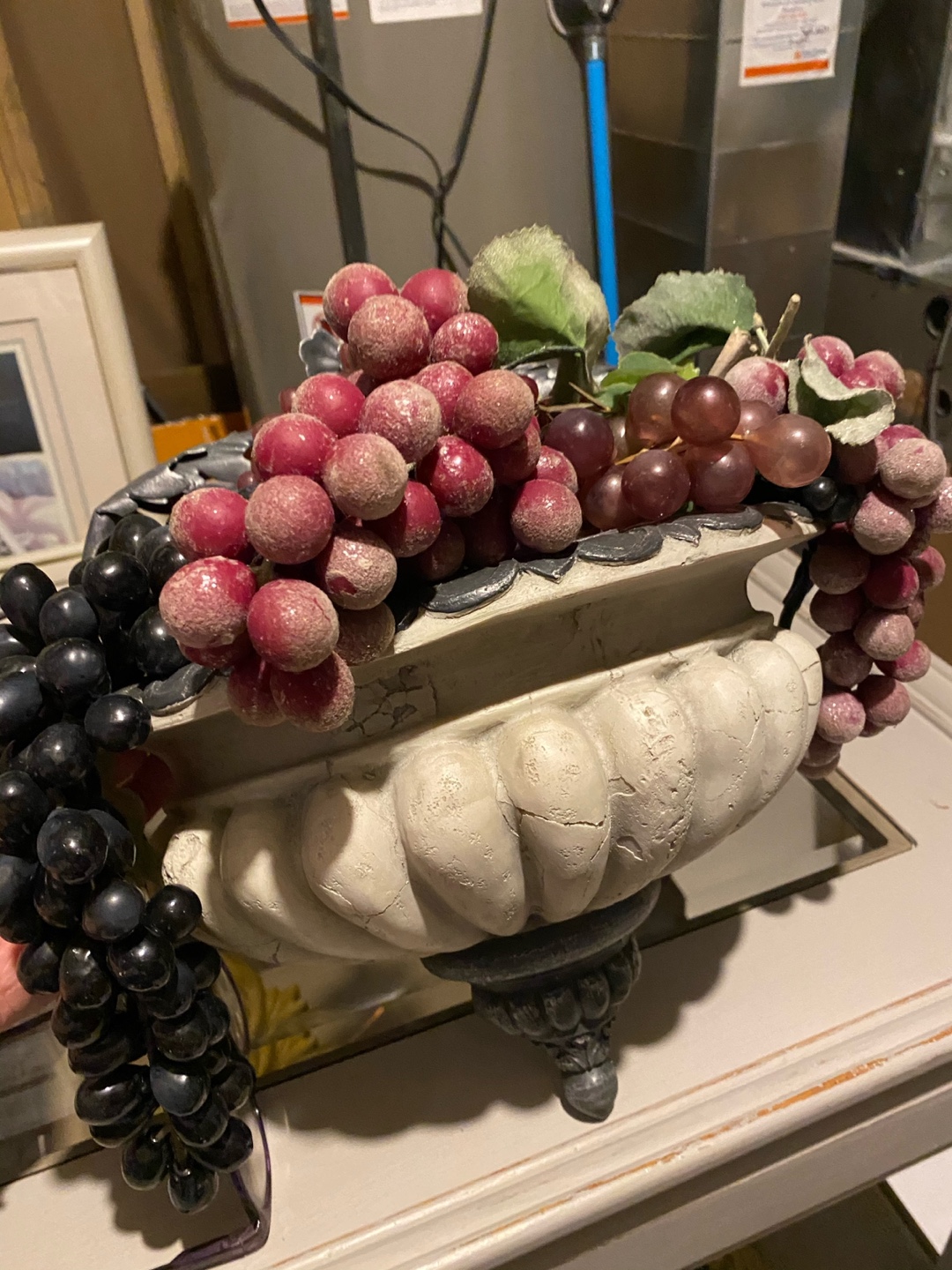 Ornate Grape Bowl Decorative Accent