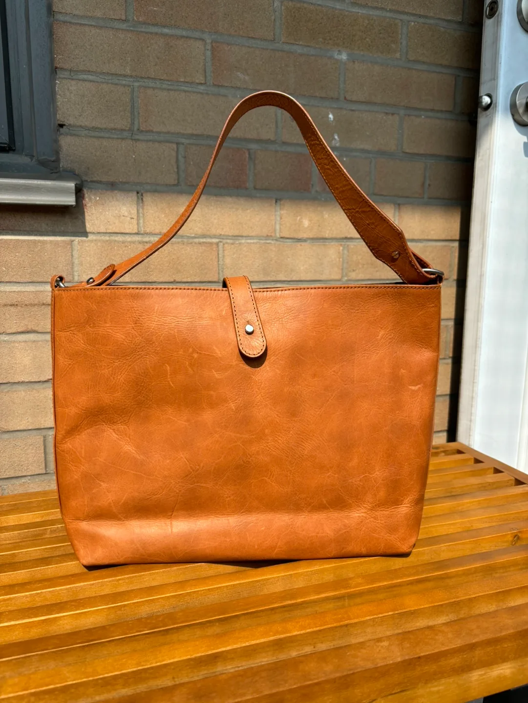 #Freecycle Brown Leather Tote Bag image indicator(2)
