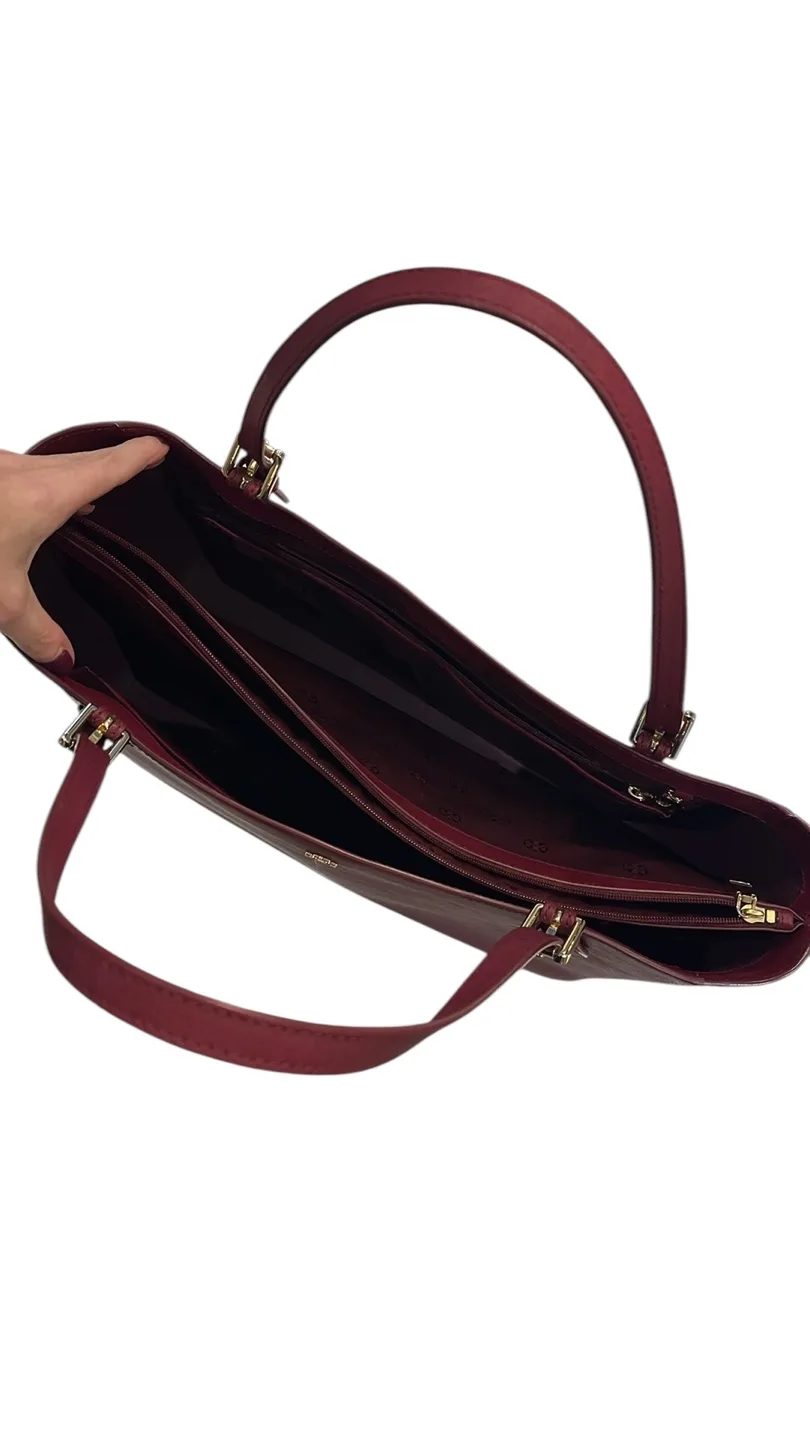 Tory Burch Burgundy Leather Tote Bag image indicator(4)