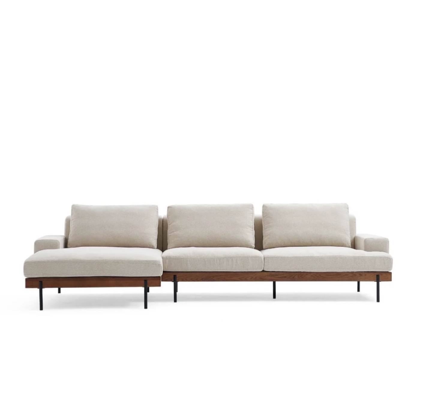 Soho Beige Sectional Sofa with Wood Legs - photo 2