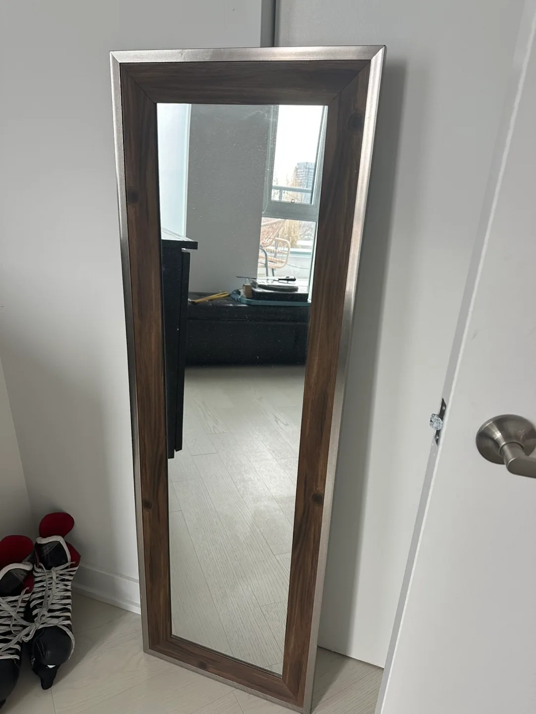 Full Length Mirror with Dark Wood Frame thumbnail