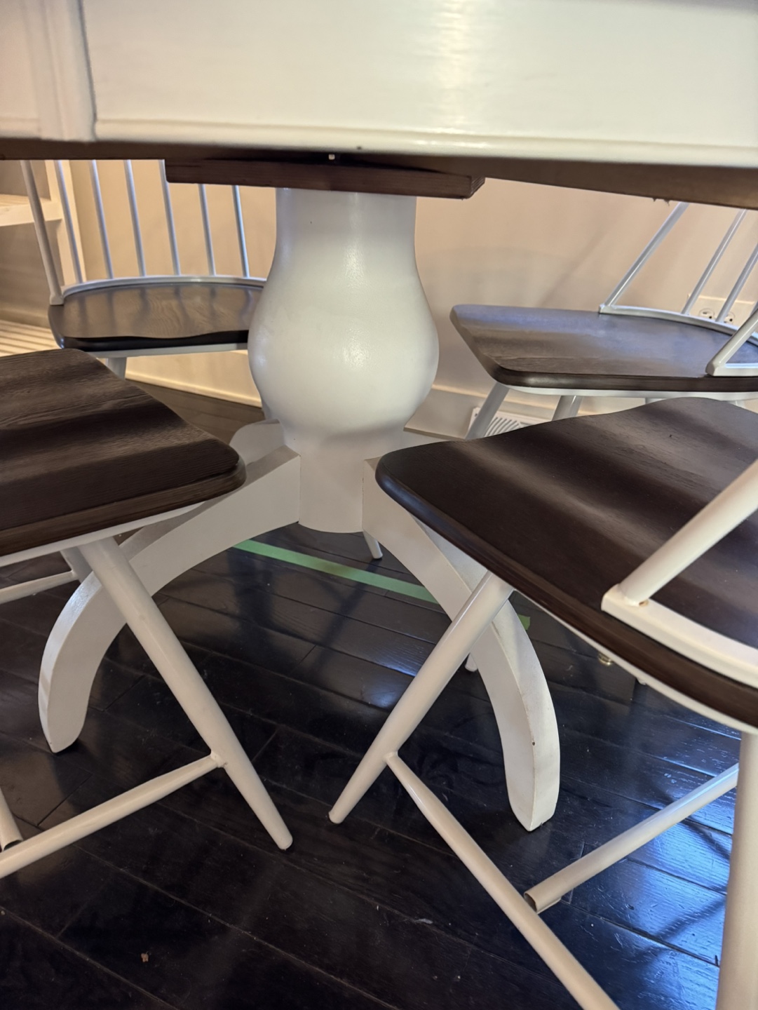 White Round Table and Four Chairs Set