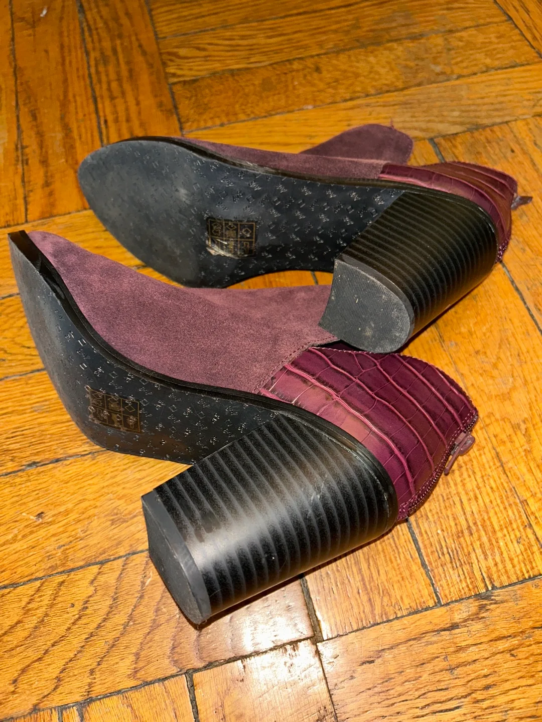 Burgundy Suede Dolce Vita Ankle Boots with Block Heel SZ 7.5 image indicator(3)