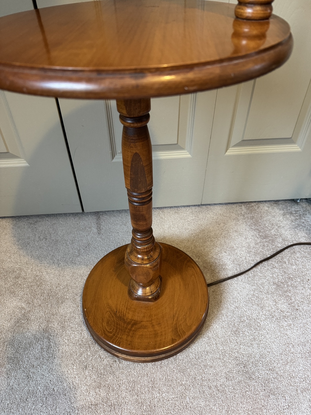 Vintage Wooden Floor Lamp with Side Table - photo 4