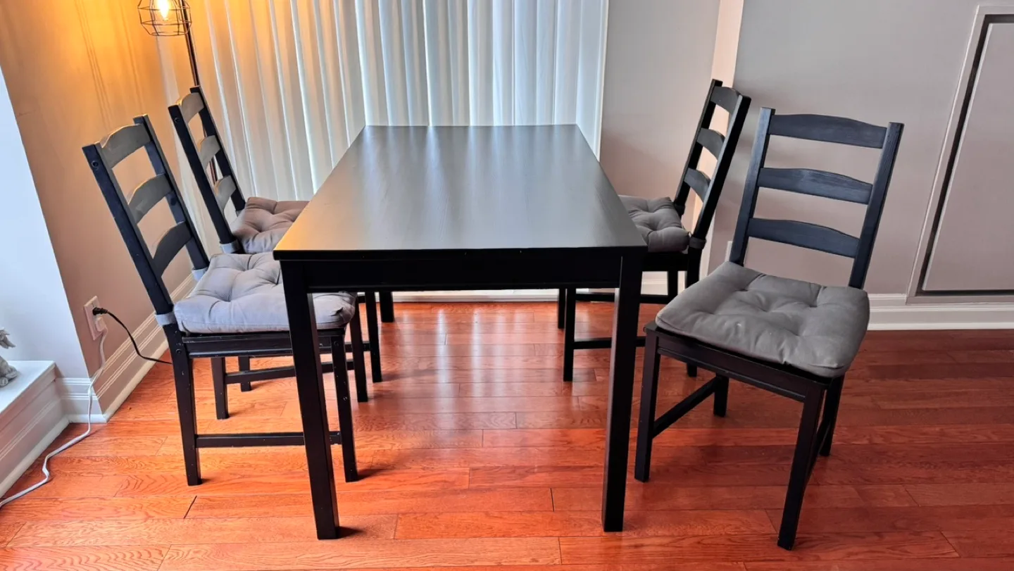 IKEA Black Dining Table and Four Chairs image indicator(2)