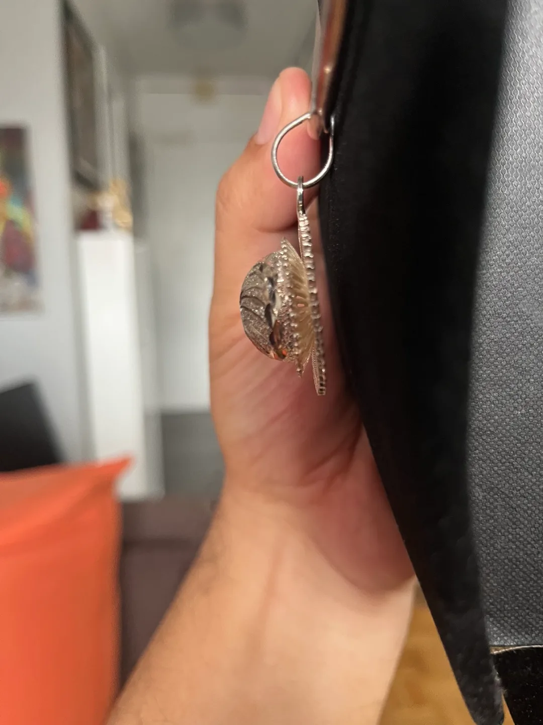 Sterling Silver Necklace with Intricate Circular Pendant image indicator(9)