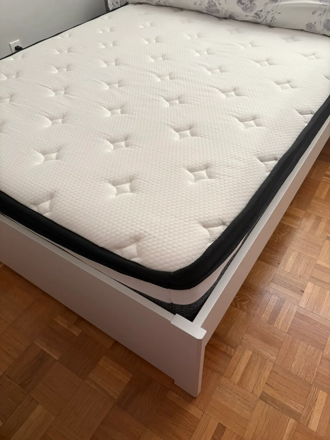 White Double Bed Frame with mattress used only for 3 months image indicator(3)