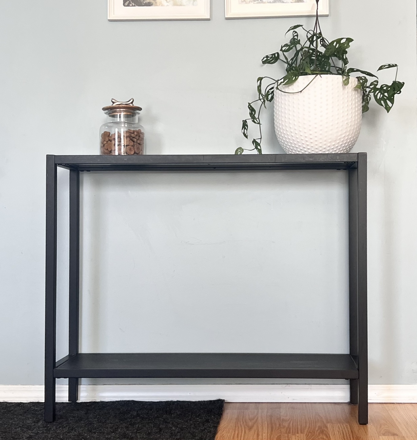 Glass Top Console Table - Black