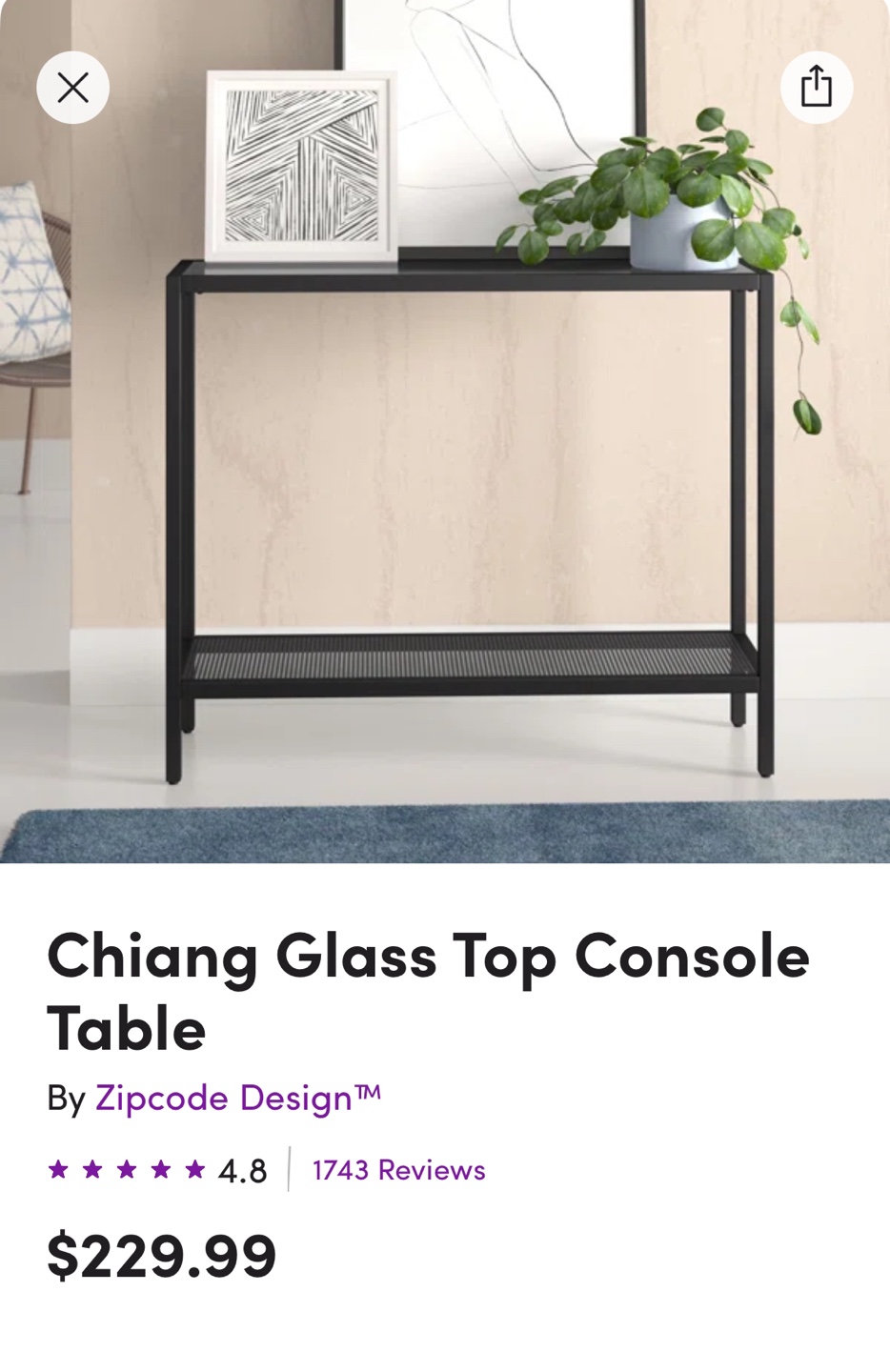 Glass Top Console Table - Black - photo 3