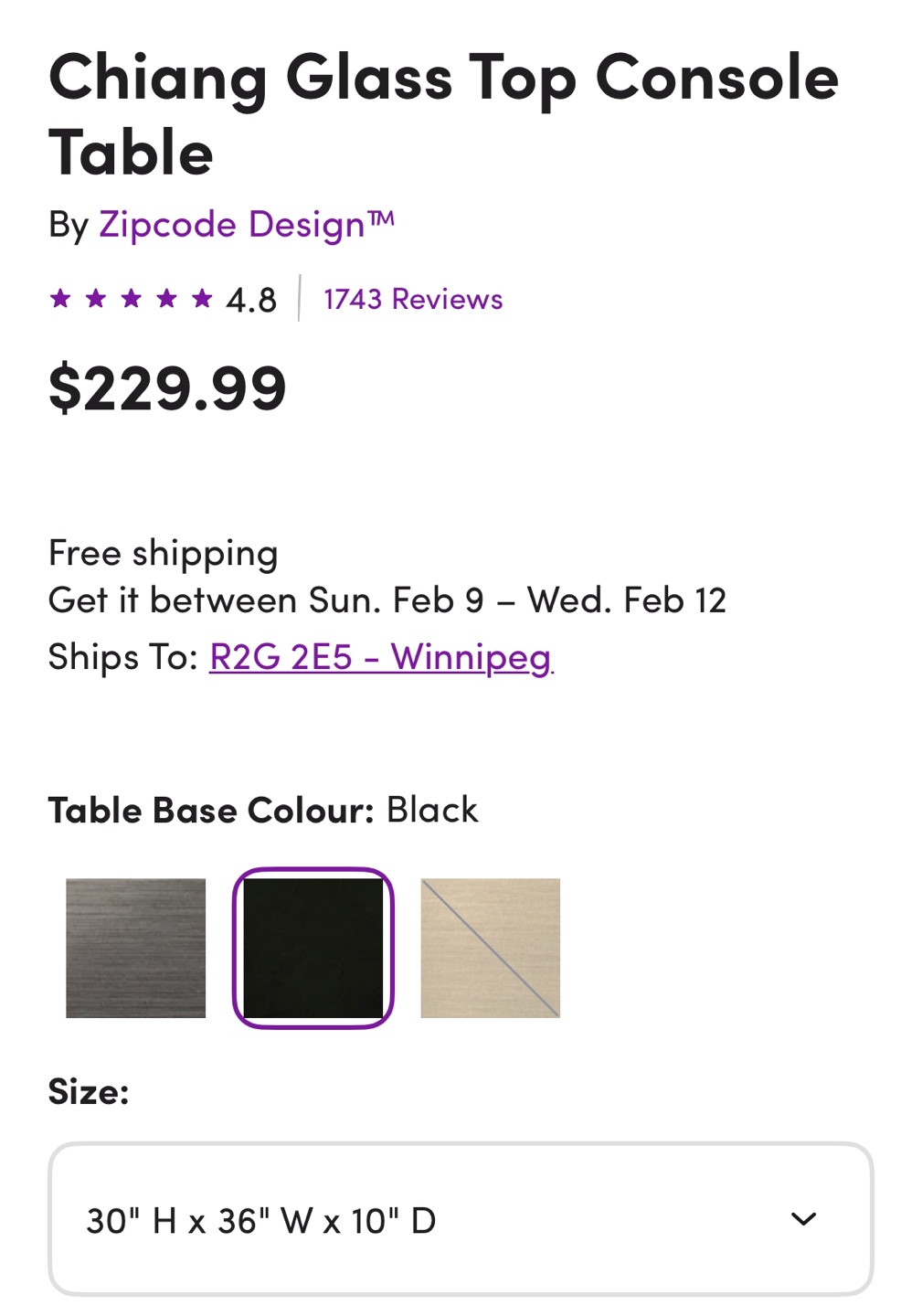 Glass Top Console Table - Black - photo 4