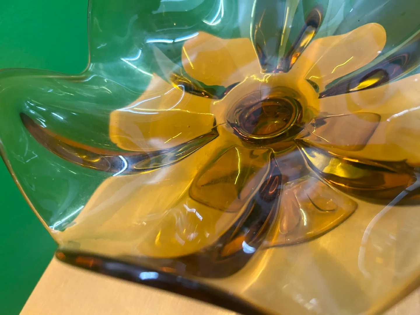 VIKING GLASS AMBER COLORED PEDESTAL TABLE BOWL image indicator(3)