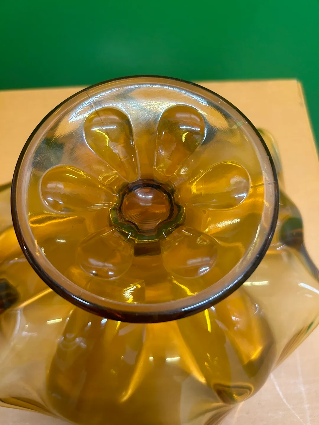 VIKING GLASS AMBER COLORED PEDESTAL TABLE BOWL image indicator(5)