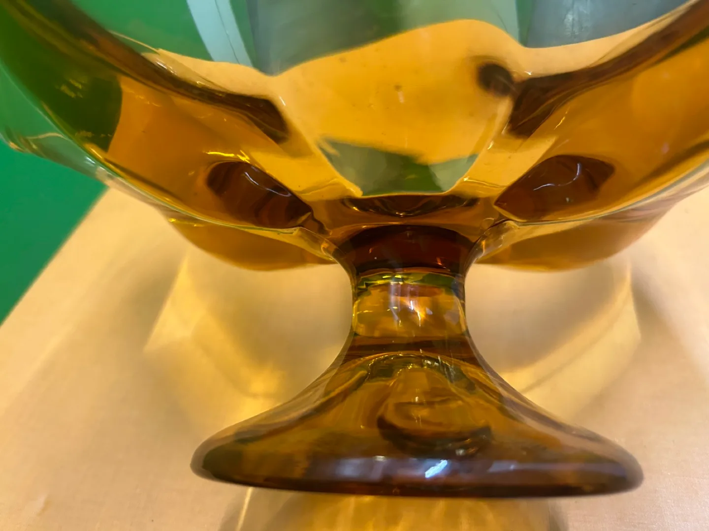VIKING GLASS AMBER COLORED PEDESTAL TABLE BOWL image indicator(7)