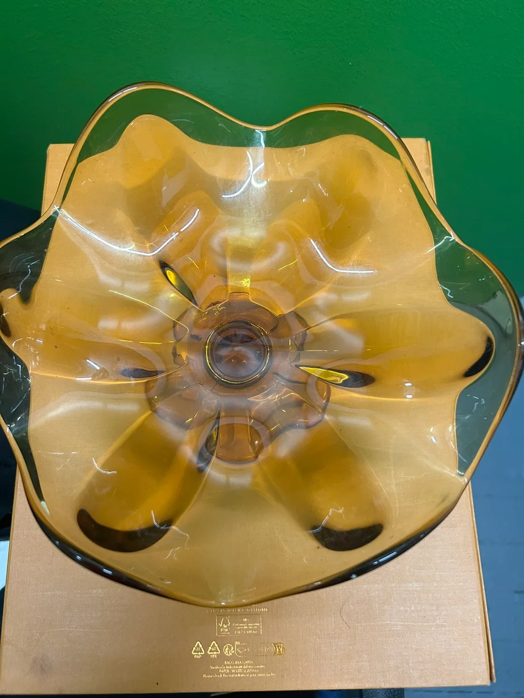 VIKING GLASS AMBER COLORED PEDESTAL TABLE BOWL image indicator(2)