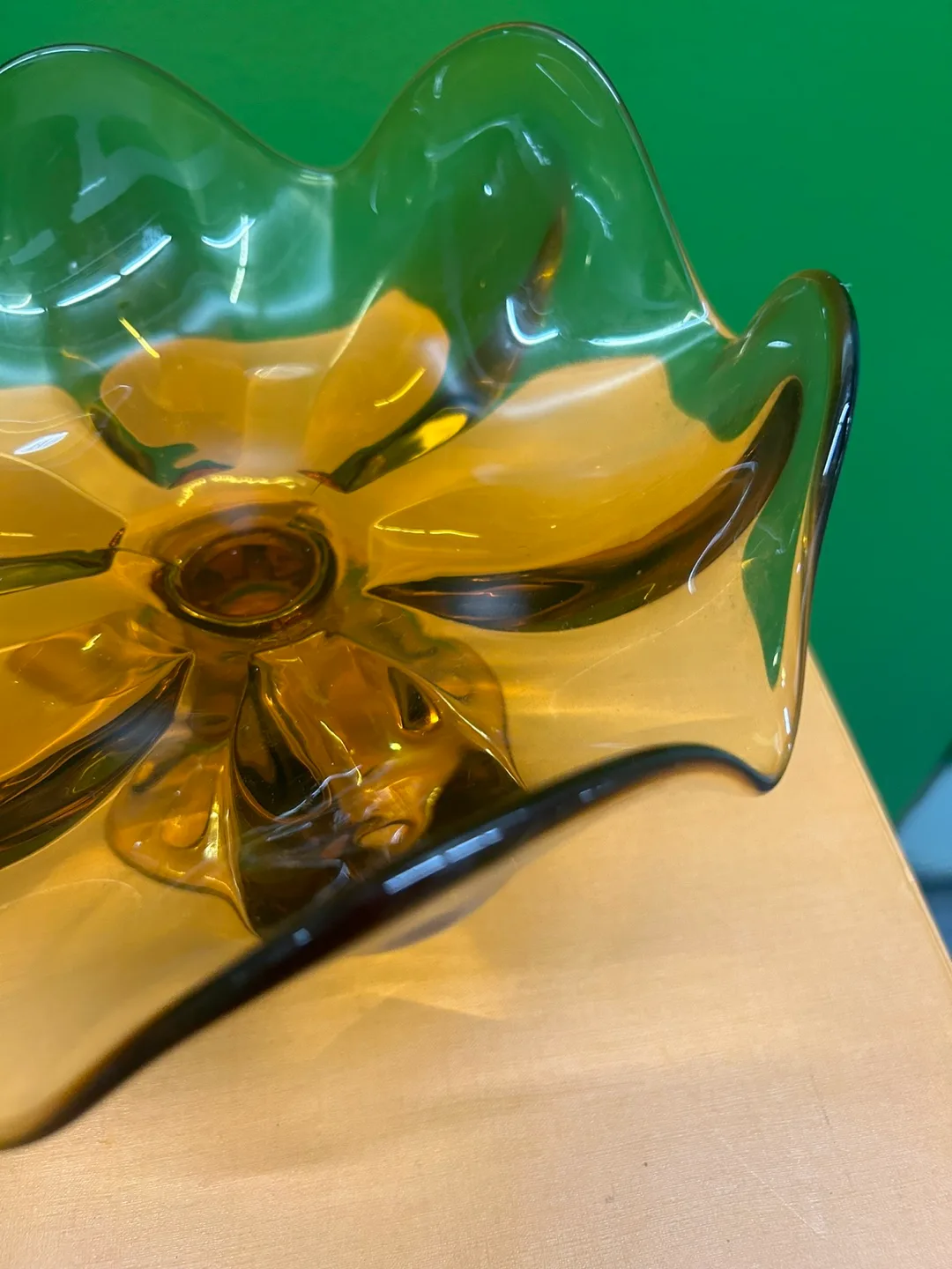 VIKING GLASS AMBER COLORED PEDESTAL TABLE BOWL image indicator(4)