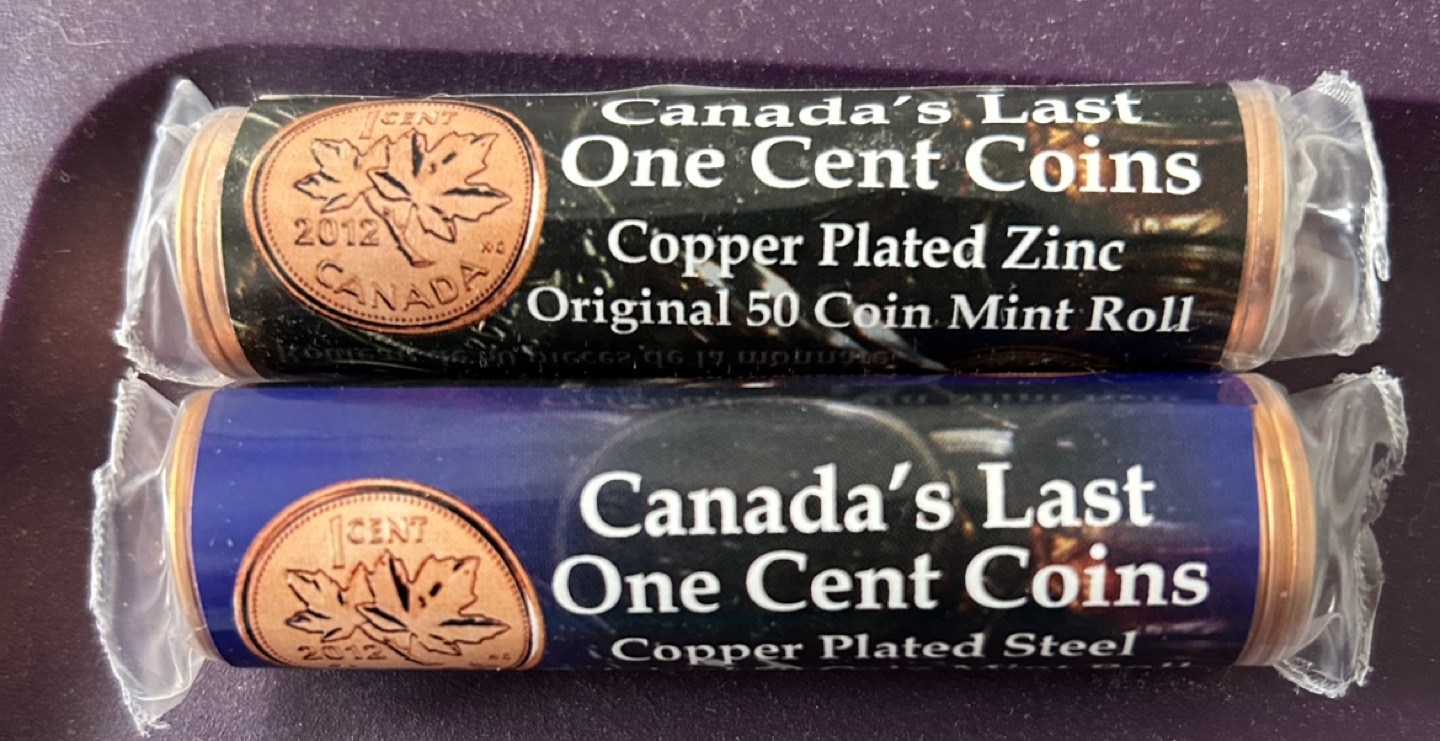 Two Rolls of Canada's Last One Cent Coins