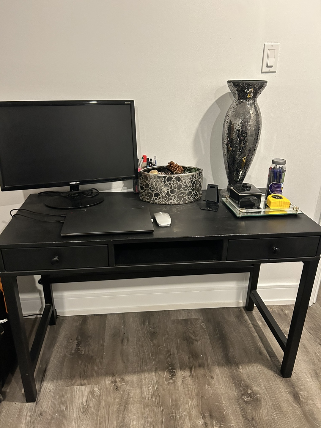 Black Desk and Office Chair Set