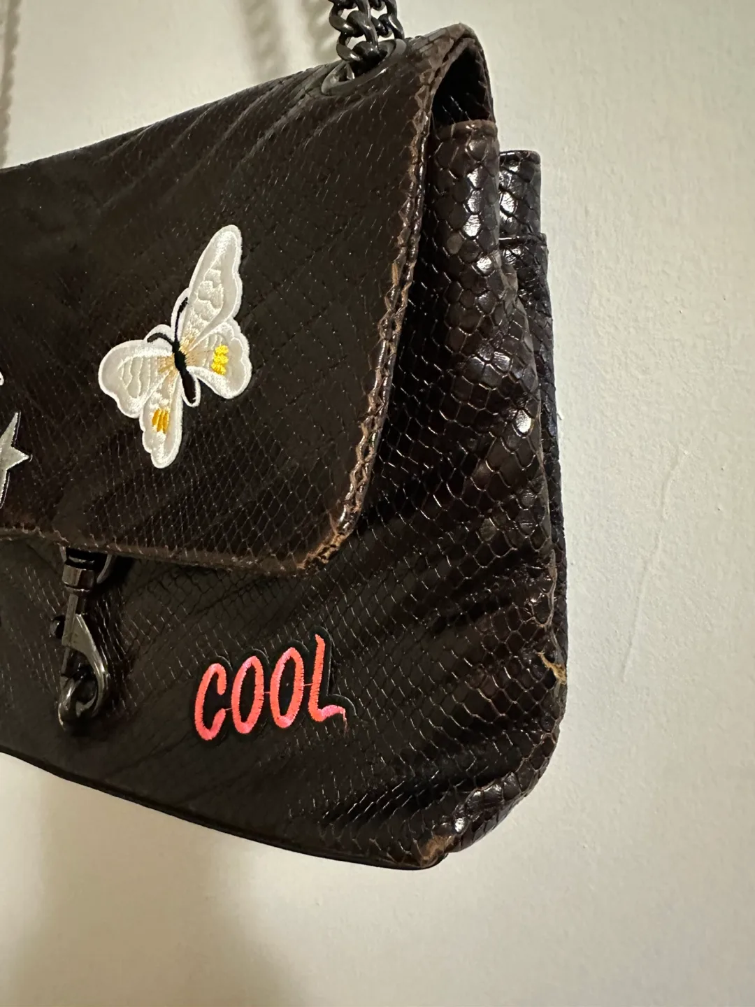 Rebecca Minkoff Brown Leather Crossbody Bag with Patches image indicator(5)