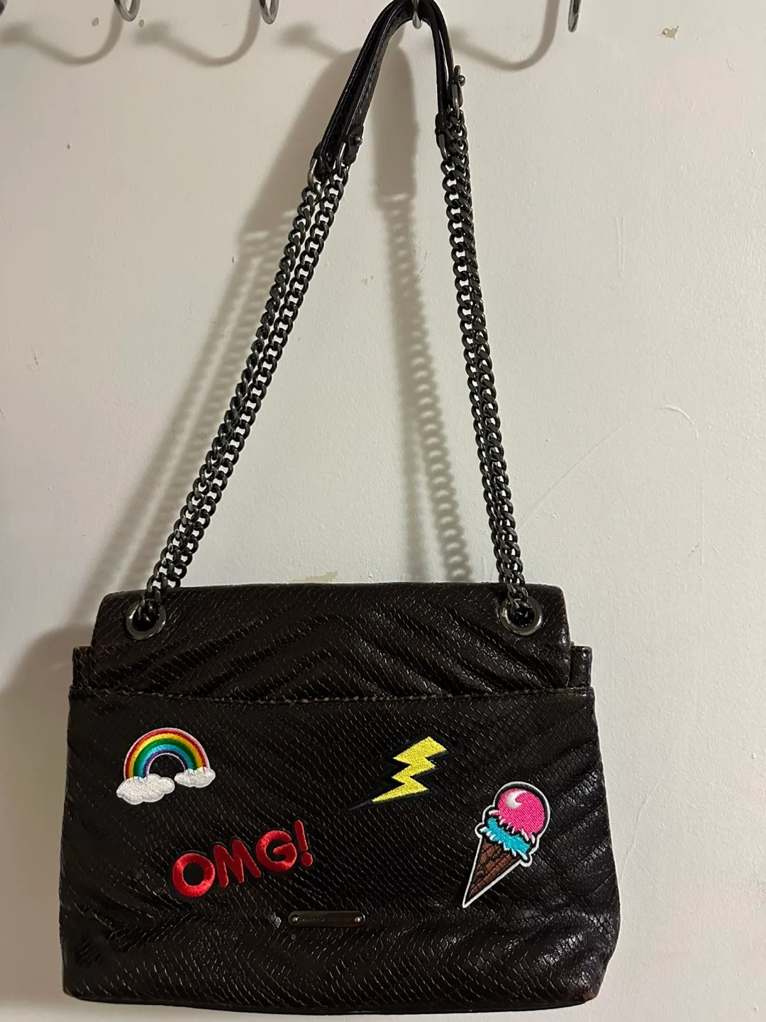 Rebecca Minkoff Brown Leather Crossbody Bag with Patches image indicator(6)