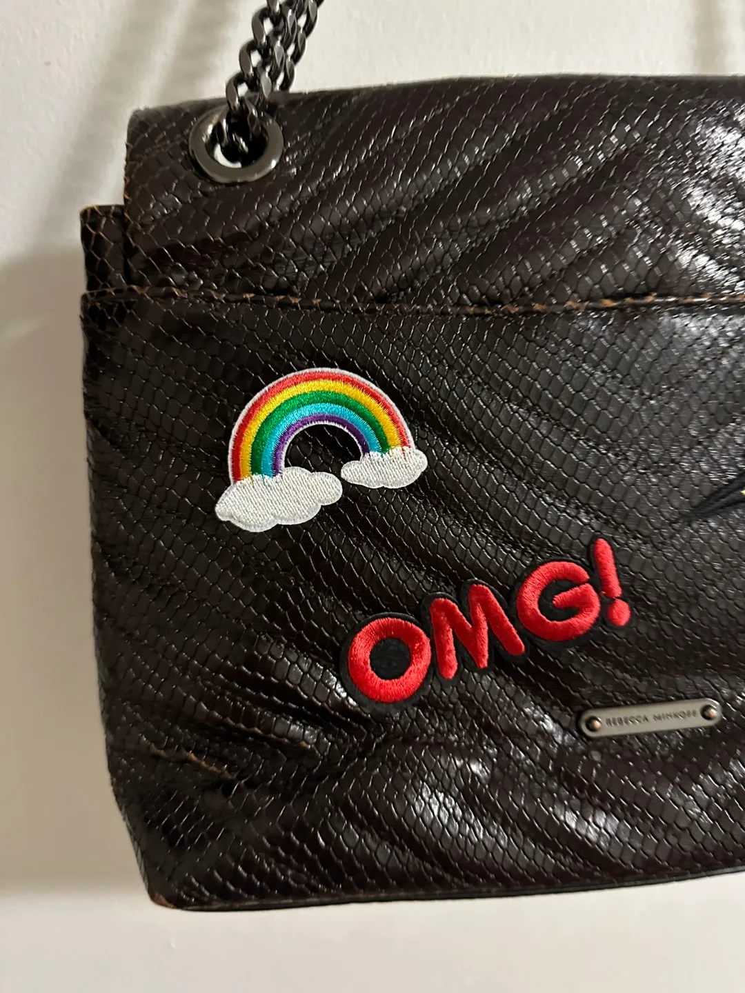 Rebecca Minkoff Brown Leather Crossbody Bag with Patches image indicator(7)