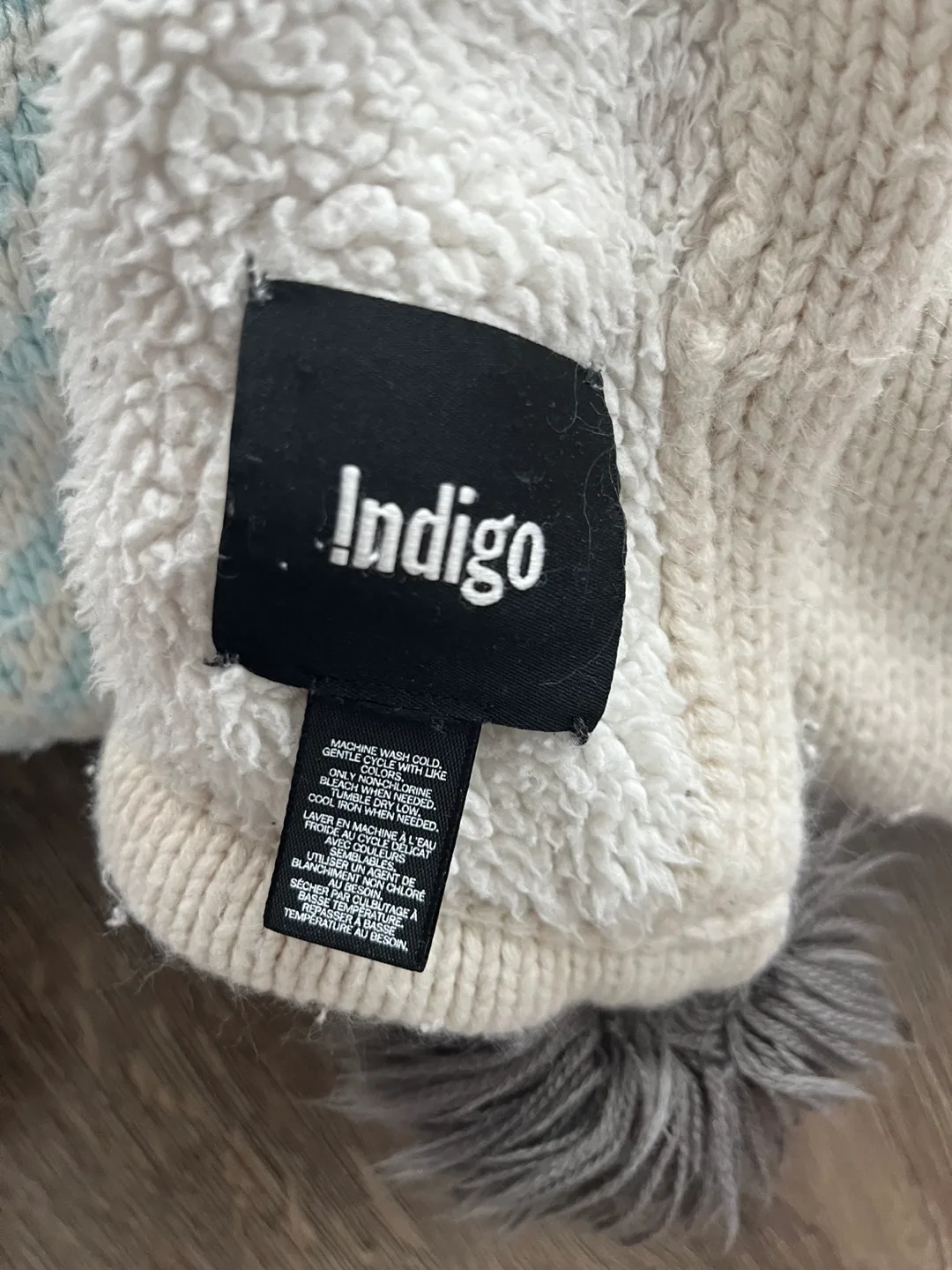 Indigo Knit Throw Blanket with Pom-Poms image indicator(2)