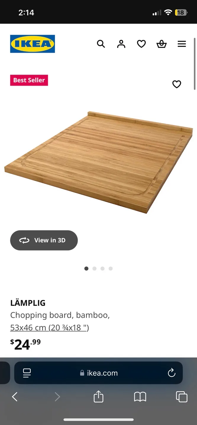 Large IKEA LÄMPLIG Bamboo Chopping Board thumbnail