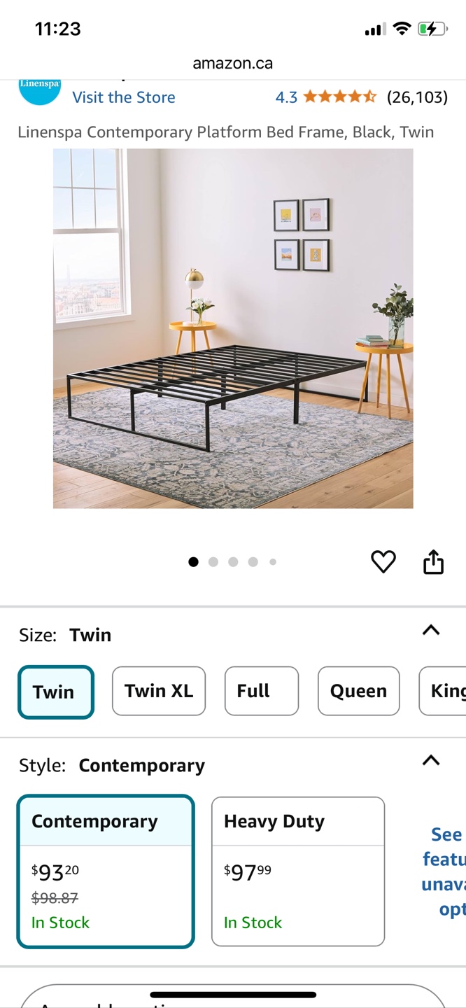 Linenspa Twin Platform Bed Frame - Black Metal - photo 3